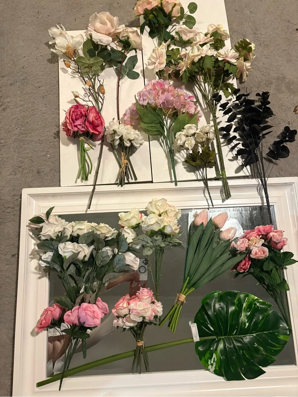 Huge bundle of mixed faux flowers, real touch, silk flowers for crafts, home dec